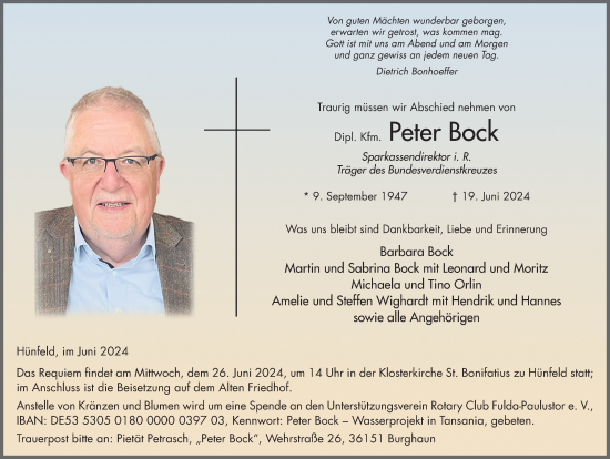 Traueranzeige von Peter Bock von FZ