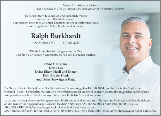 Traueranzeige von Ralph Burkhardt von FZ