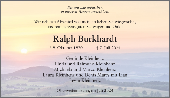 Traueranzeige von Ralph Burkhardt von FZ
