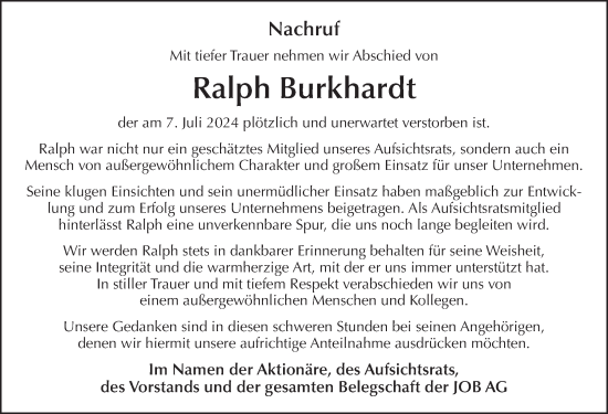 Traueranzeige von Ralph Burkhardt von FZ