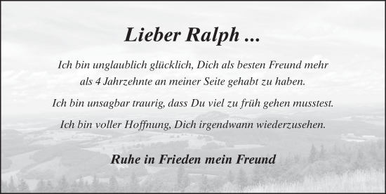 Traueranzeige von Ralph Burkhardt von FZ