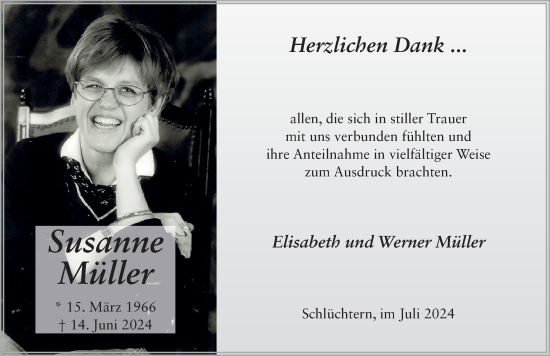 Traueranzeige von Susanne Müller von FZ