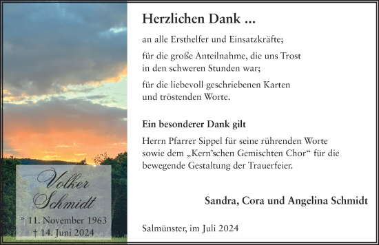 Traueranzeige von Volker Schmidt von FZ