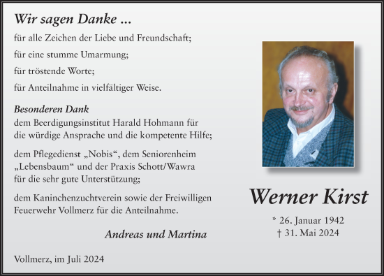 Traueranzeige von Werner Kirst von FZ