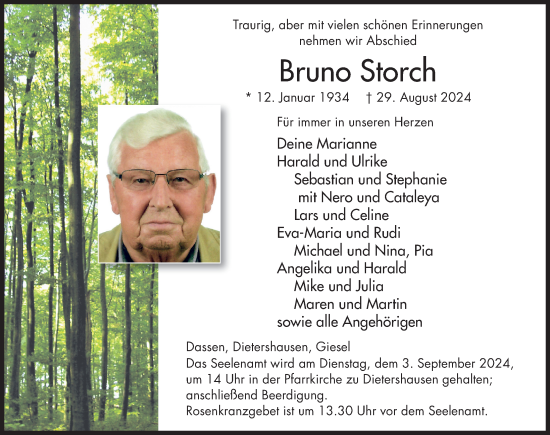 Traueranzeige von Bruno Storch von FZ
