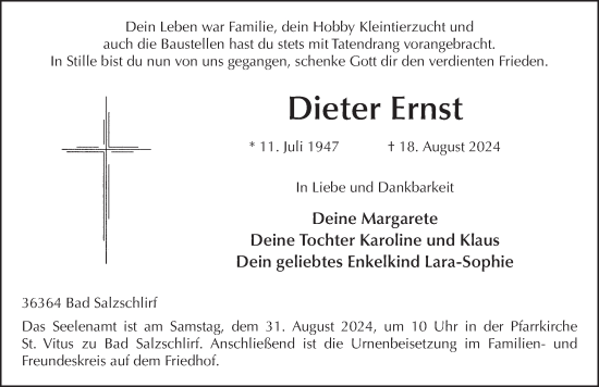 Traueranzeige von Dieter Ernst von FZ