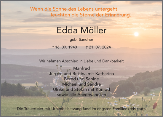 Traueranzeige von Edda Möller von FZ
