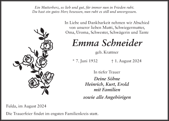 Traueranzeige von Emma Schneider von FZ
