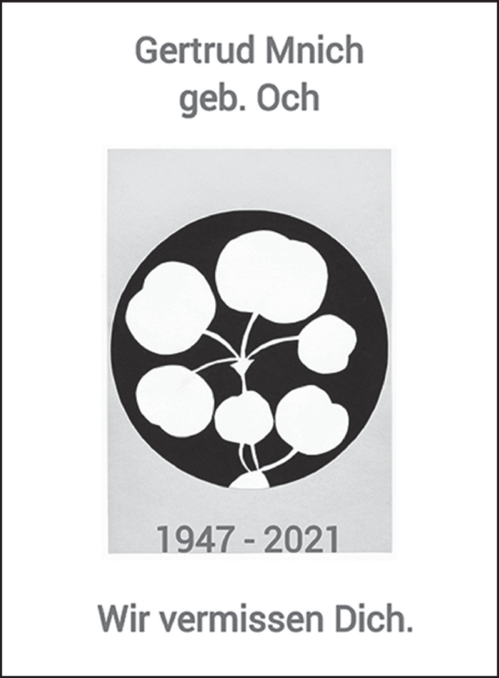 Traueranzeige von Getrud Mnich von FZ