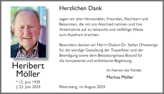 Traueranzeige von Heribert Möller von FZ