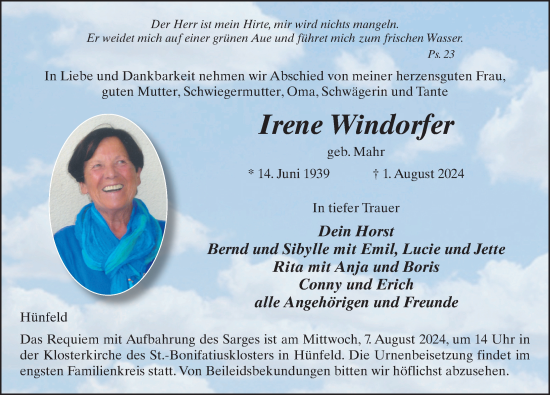 Traueranzeige von Irene Windorfer von FZ