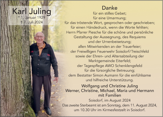Traueranzeige von Karl Juling von FZ