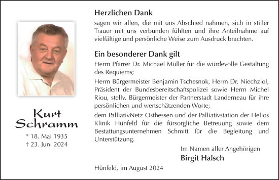 Traueranzeige von Kurt Schramm von FZ