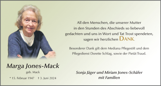 Traueranzeige von Marga Jones-Mack von FZ