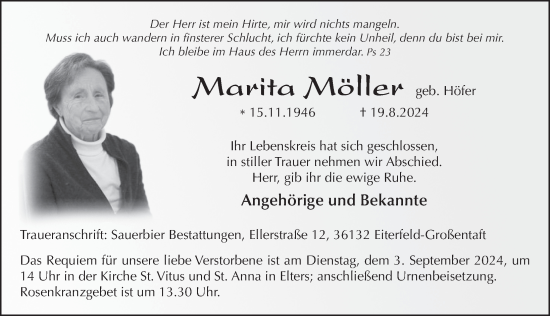 Traueranzeige von Marita Möller von FZ