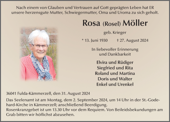 Traueranzeige von Rosa Möller von FZ