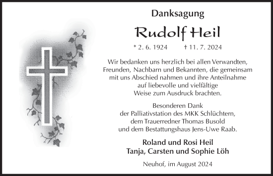 Traueranzeige von Rudolf Heil von FZ