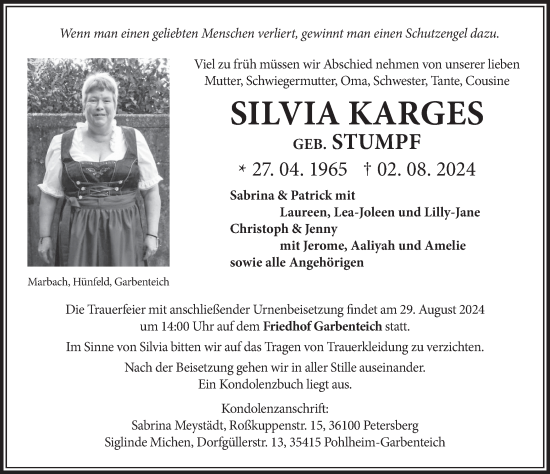 Traueranzeige von Silvia Karges von FZ