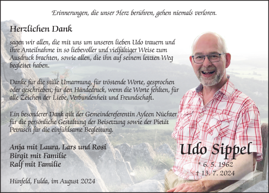 Traueranzeige von Udo Sippel von FZ