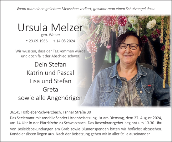 Traueranzeige von Ursula Melzer von FZ