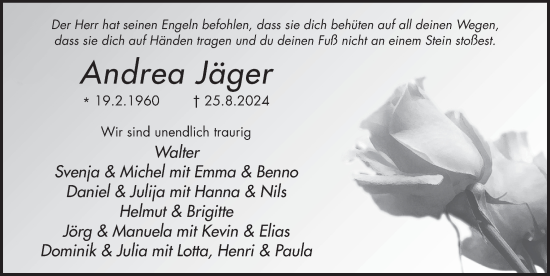 Traueranzeige von Andrea Jäger von FZ