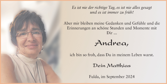 Traueranzeige von Andrea Jäger von FZ