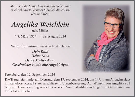 Traueranzeige von Angelika Weichlein von FZ