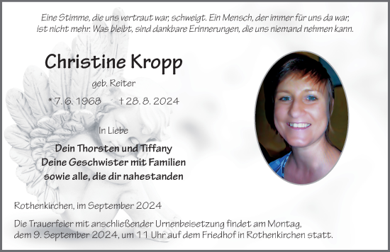 Traueranzeige von Christine Kropp von FZ