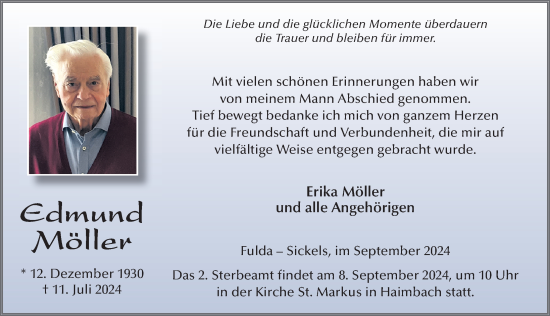 Traueranzeige von Edmund Möller von FZ