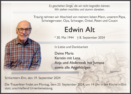 Traueranzeige von Edwin Alt von FZ