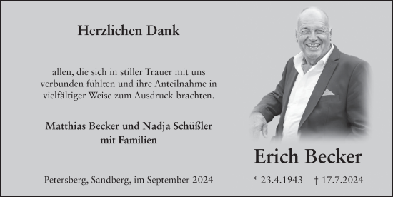 Traueranzeige von Erich Becker von FZ