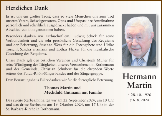 Traueranzeige von Hermann Martin von FZ