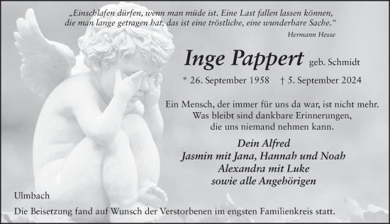 Traueranzeige von Inge Pappert von FZ