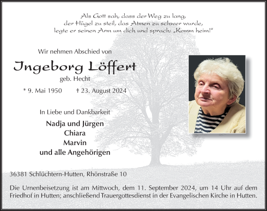 Traueranzeige von Ingeborg Löffert von FZ