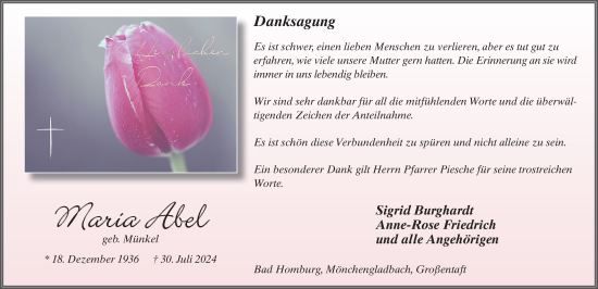 Traueranzeige von Maria Abel von FZ