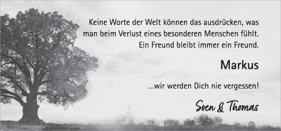 Traueranzeige von Markus Aha von FZ