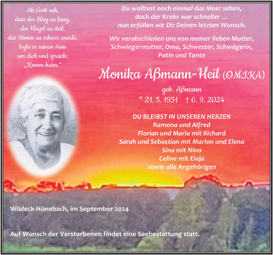 Traueranzeige von Monika Aßmann-Heil von FZ