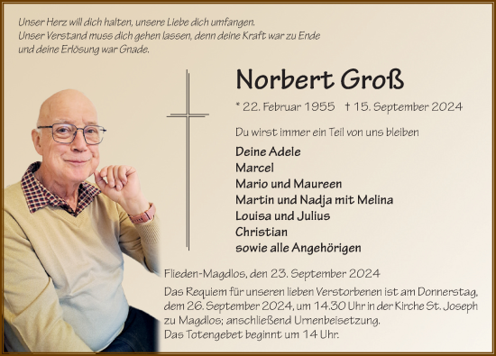 Traueranzeige von Norbert Groß von FZ