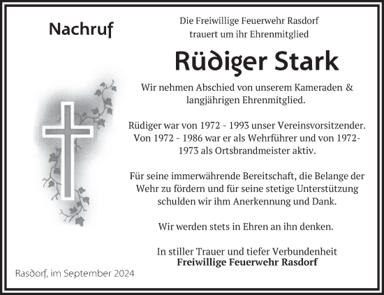Traueranzeige von Rüdiger Stark von FZ
