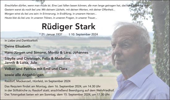 Traueranzeige von Rüdiger Stark von FZ