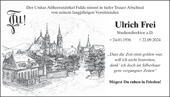 Traueranzeige von Ulrich Frei von FZ