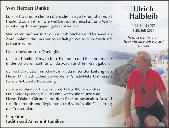 Traueranzeige von Ulrich Halbleib von FZ