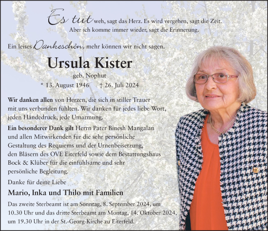 Traueranzeige von Ursula Kister von FZ