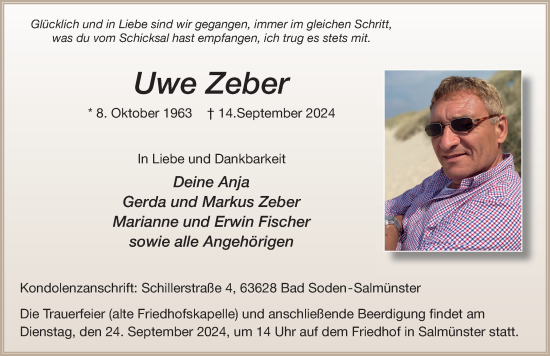 Traueranzeige von Uwe Zeber von FZ