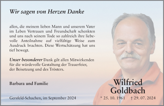 Traueranzeige von Wilfried Goldbach von FZ