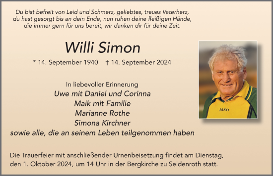 Traueranzeige von Willi Simon von FZ