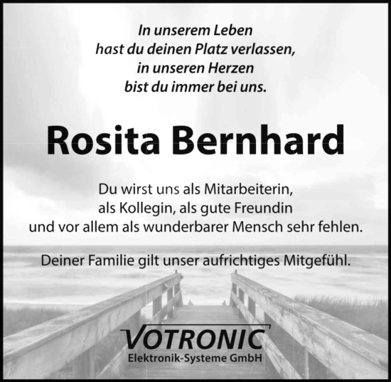 Traueranzeige von Rosita Bernhard von FZ