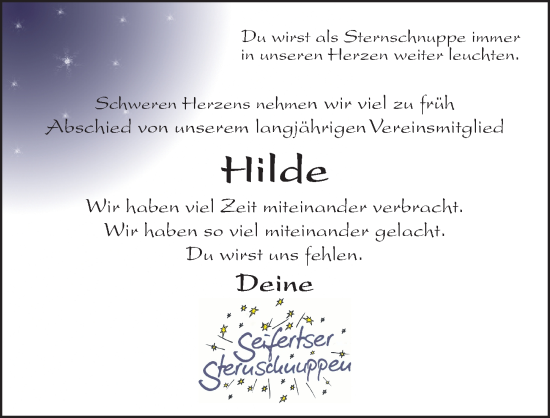 Traueranzeige von Hilde Klüber von FZ