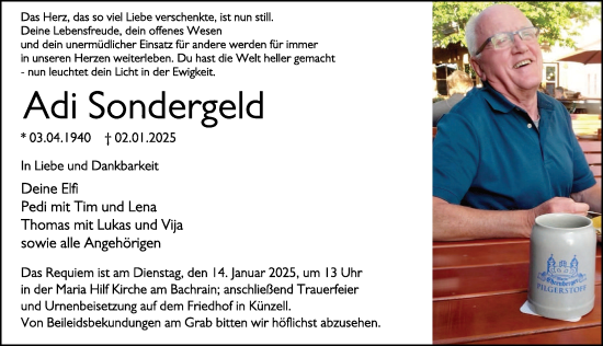 Traueranzeige von Adi Sondergeld von FZ