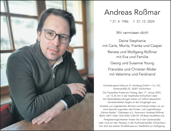 Traueranzeige von Andreas Roßmar von FZ